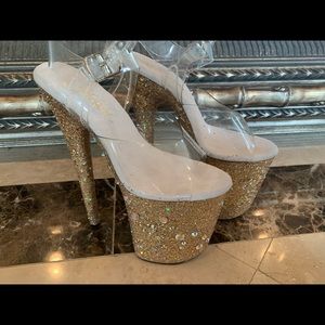 New Custom Gold 8 inch Pleaser Heels Size 5